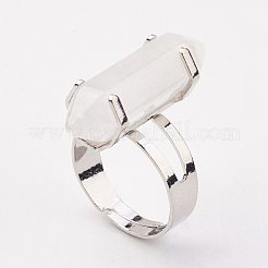 Los anillos de dedo de cristal de cuarzo natural&nbsp;RJEW-P120-D05
