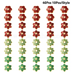40 Stück 4 Stile Legierungs-Emaille-Perlenkappen&nbsp;ENAM-YW0003-97