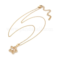Collares colgantes de circonita cúbica micro pavé de latón con forma de estrella&nbsp;NJEW-C076-20G