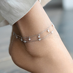 Sterling Silber Zirkon Kreis Schmuck Set Armband Halskette Fußkettchen elegante Alltagskleidung&nbsp;ID1679-3