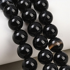 Chapelets de perles en agate noire naturelle&nbsp;G-G962-10mm-12-A
