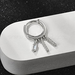 Orecchini a cerchio rettangolari in argento sterling con micro pavé di zirconi cubici trasparenti da donna&nbsp;EJEW-K307-02P
