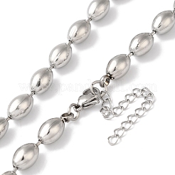 Collana di perle di riso in acciaio inossidabile 304 anti-ossidazione per le donne&nbsp;NJEW-B107-04P