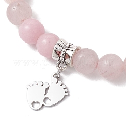 Braccialetti con ciondoli di perline di diaspro naturale con fiori di prugna per la festa della mamma&nbsp;BJEW-TA00611