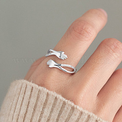 925 Hug-Cuff-Ring aus Sterlingsilber mit Mikropavé und klarem Zirkonia&nbsp;FS-WG4B3ED-01