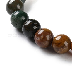 Braccialetti elastici in agata grigia naturale e perline di agata indiana per donne e uomini&nbsp;BJEW-C081-01