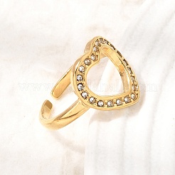 Anelli aperti con polsino in acciaio inossidabile 304 e strass per donna&nbsp;RB-CBA2039-04G