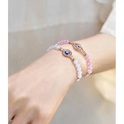 5 Stück 5-teiliges Gliederarmband mit Strassen und bösen Blicken&nbsp;BJEW-SW00104