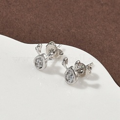 Pendientes de latón con micropavé de circonitas cúbicas transparentes de ciervo&nbsp;EJEW-F383-08P
