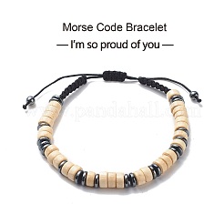 3pcs 3 bracelets empilables de style morse&nbsp;BJEW-JB08838-02