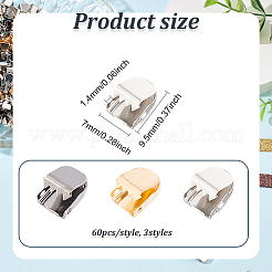 180 Stück 3-farbige Crimp-Enden für Edelstahlbänder 202&nbsp;DIY-FG0004-21