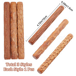 3 Stück 3 Stile Tonstrukturrolle mit Holzgriff&nbsp;CELT-GF0001-01