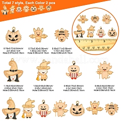14 stücke 7 arten halloween thema rack überzug leucht legierung emaille anhänger&nbsp;ENAM-FS0002-10G