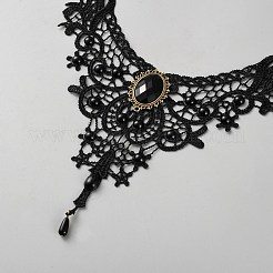 Collane girocollo in pizzo floreale&nbsp;NJEW-WH0020-54E