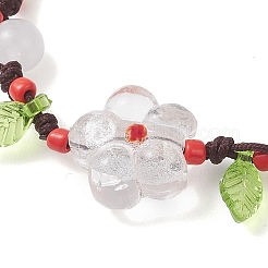 Bracelets tressés en verre soufflé à la main en feuille d'argent et perles de jade blanc naturel pour femmes&nbsp;BJEW-JB12728-01