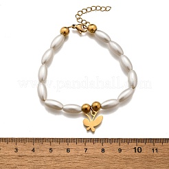 Bracelets à breloques papillon en acier inoxydable 304 pour femmes&nbsp;BJEW-C098-08G