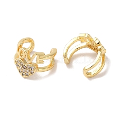 Orecchini da donna con cuore e parola amore in ottone con micro pavè di zirconi cubici&nbsp;EJEW-P281-05G