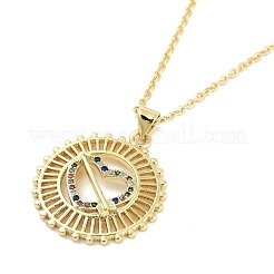 Messing Micro Pave klare Zirkonia Anhänger Halsketten&nbsp;LS-NJEW-Z035-02B-G