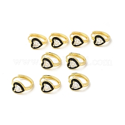 Orecchini a cerchio a cuore smaltato con zirconi chiari&nbsp;EJEW-E270-03G-06