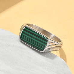 Anelli da donna in acciaio inossidabile 316l con malachite naturale&nbsp;RJEW-U054-02C-01P