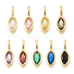 9 Stück 9 Farben Pferdeauge Messing Micro Pave Zirkonia Charms&nbsp;KK-TA0008-28