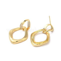 Aretes colgantes con rombos retorcidos y circonitas cúbicas transparentes&nbsp;EJEW-F316-11G