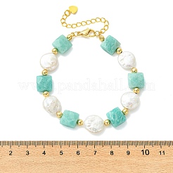 Bracelets en perles d'amazonite naturelle et de perles keshi pour femmes&nbsp;BJEW-JB14007-01