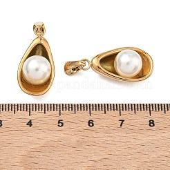 Pendentifs en acier inoxydable 304 et en plastique ABS imitation perle&nbsp;STAS-C172-12G