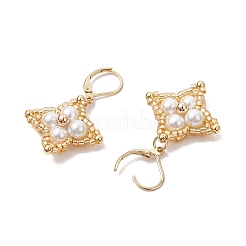 Orecchini a leva con perline di vetro e rombi&nbsp;EJEW-MZ00346-01