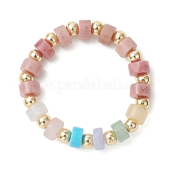 3 perlina a disco con pietre preziose e anelli per le dita in ottone&nbsp;RJEW-JR00985-03