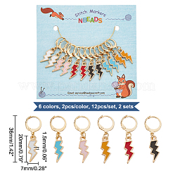 12pcs 6 colores aleación esmalte relámpago encanto puntos de bloqueo marcadores&nbsp;HJEW-PH01683