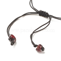 Braccialetto di perline intrecciate con gocce di granato naturale&nbsp;BJEW-JB08019-12