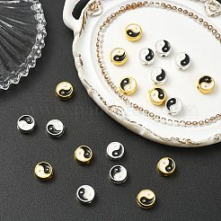 20 Stück Emaille-Perlen aus Zinklegierung in 2 Farben.&nbsp;ENAM-YW0006-32