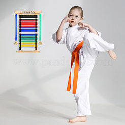 Présentoirs de rangement pour ceintures de taekwondo en bois avec cordon élastique&nbsp;ODIS-WH0038-328
