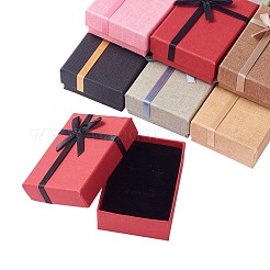 Kraft Baumwolle gefüllt Rechteck Pappe Schmuck Set Boxen mit Bogenknoten&nbsp;CBOX-D028-04