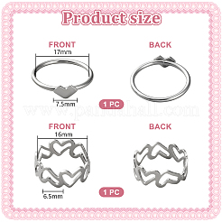 2 Set Fingerring-Sets aus Herzlegierung&nbsp;RJEW-LP0003-47