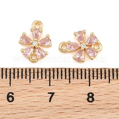 Breloques connecteurs en laiton pavé de zircones cubiques roses&nbsp;CU-CBAA6E8-01G