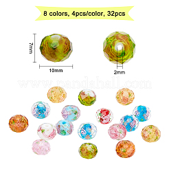 32 Stück 8 Farben handgemachte Goldsand Bunte Malerei Rondell Perlen Stränge&nbsp;LAMP-OC0001-44