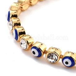 Flaches rundes Gliederarmband mit bösem Blick&nbsp;BJEW-C007-05G-02