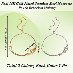 2 bracelet en macramé en acier inoxydable 304&nbsp;BJEW-BBC0001-08