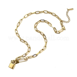 Collar de cadena con clip y colgante de candado de acero inoxidable 304 para mujeres y hombres.&nbsp;LS-NJEW-Q028-07G