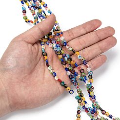 Perles plates de verre à la main millefiori rondes&nbsp;LK-R004-55