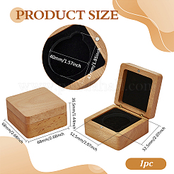Boîtes de rangement carrées en bois de hêtre pour pièces de monnaie&nbsp;CON-WH0099-61A