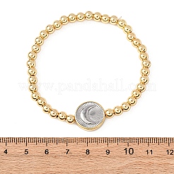Braccialetti elastici con perline rotonde in ottone per donna&nbsp;BJEW-H640-03B-GP
