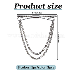 3 pieza de clips de corbata de latón de 3 colores&nbsp;AJEW-FH0006-91