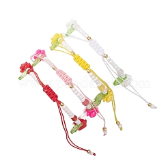 Bracelets en perles de verre et perles tressées en résine pour femmes&nbsp;BJEW-MZ00237