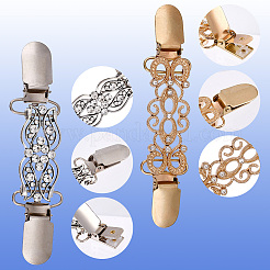 4 Stück 4 Stile Rechteckige Strickjackenclips aus Zinklegierung & Eisen & Strass&nbsp;AJEW-GF0010-43