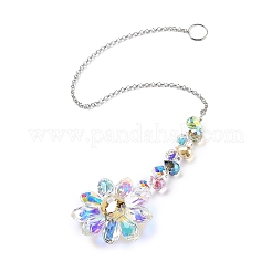 Attrape-soleil suspendu en forme de fleur en verre&nbsp;HJEW-C009-01A