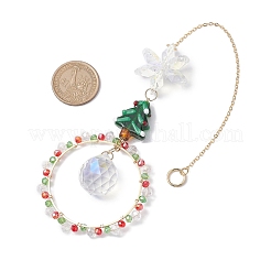 Weihnachtsring mit Glasperlen und Drahtumwicklung&nbsp;HJEW-TA00202