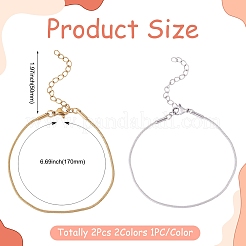 2 pulsera de cadena de serpiente de acero inoxidable 304 de 2 colores para mujer.&nbsp;BJEW-TADJ0001-02